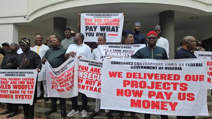 Furious contractors protest N4trn unpaid projects