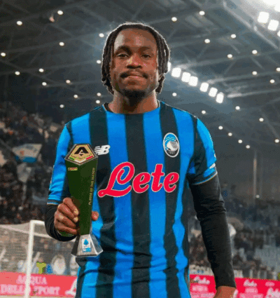 Ademola Lookman wins man of the match award In Atalanta’s 1-1 draw with Milan