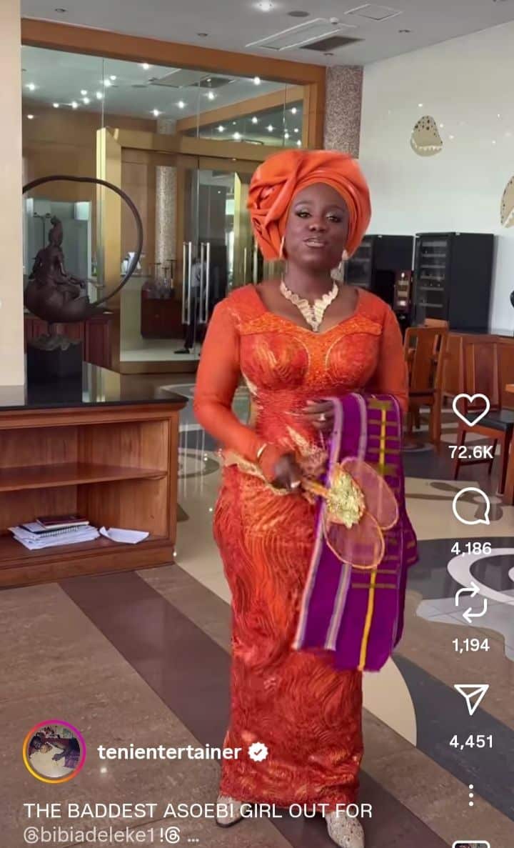 Teni Apata asoebi dress steals the spotlight in stunning new look