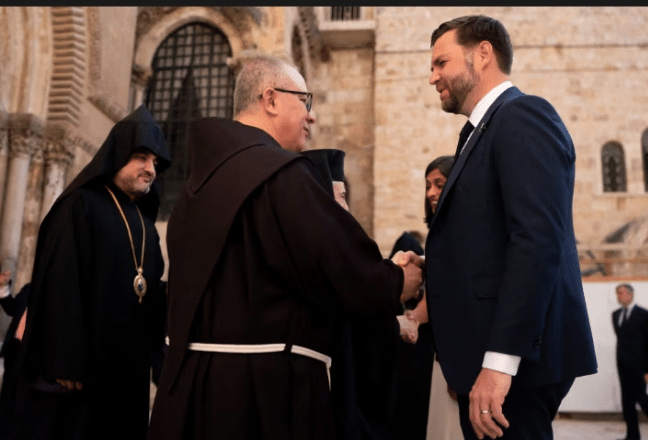US vice-president JD Vance visits Church of the Holy Sepulchre in Jerusalem’s old city