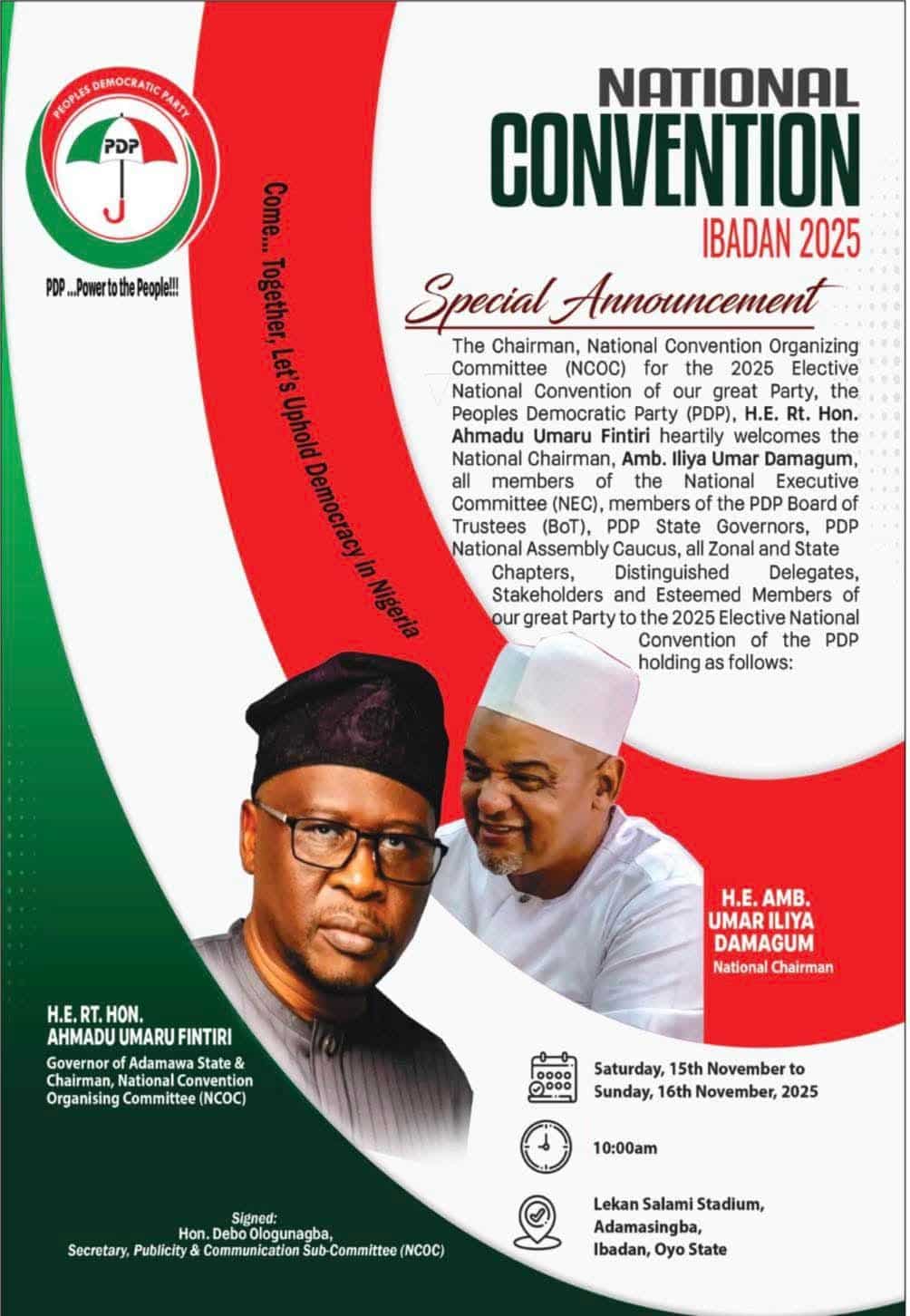 PDP announces 2025 elective national convention schedule