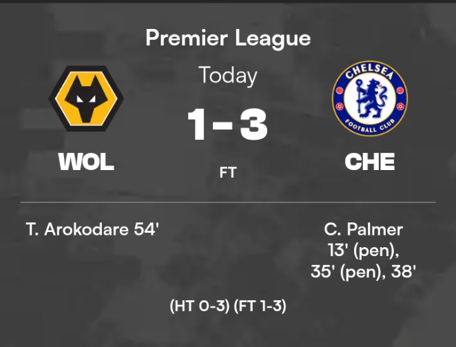 Cole Palmer hat-trick powers Chelsea past Wolves in Premier League thriller