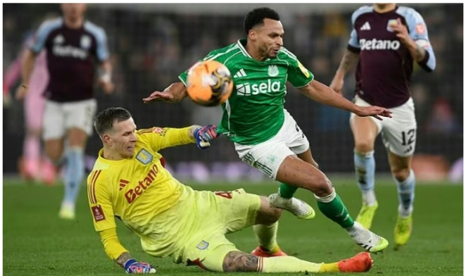 Aston Villa goalkeeper Marco Bizot criticised for clapping after red card against Newcastle United