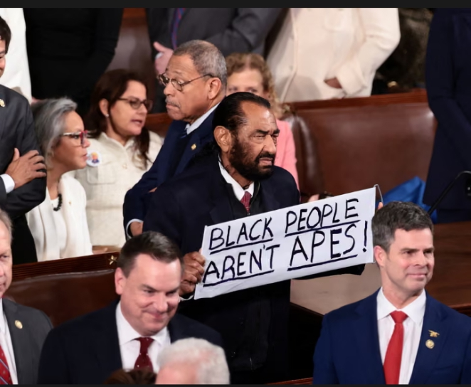 Democrats refuse to stand for Trump as Al Green ejected over ‘apes’ protest sign